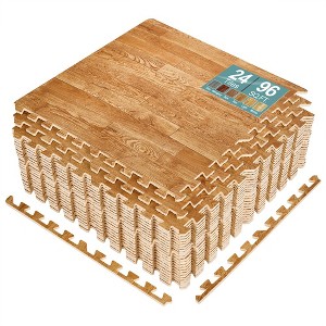 Sorbus 3/8-Inch Thick 96 Sq. Ft. Wood Grain Floor Foam EVA Interlocking Mats Tiles w/ Borders - for Home, Playroom, Basement, Trade Show - 1 of 4