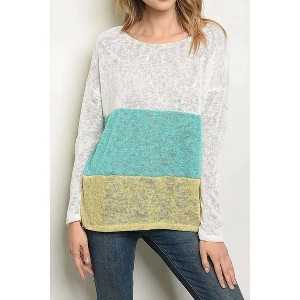 Women's Colorblock Long Sleeve Top - SWEET CLAIRE - 1 of 2