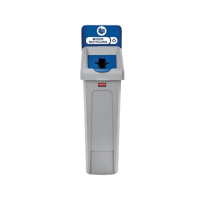 Rubbermaid Slim Jim Single-Stream Mixed Recycling Station 23-Gallon Gray/Blue (2185055)