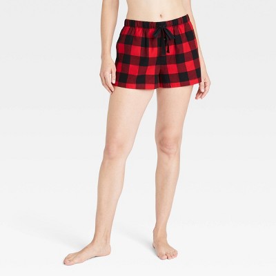 Women's Plaid Flannel Pajama Shorts - Stars Above™ Dark Red XS