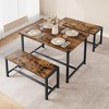 Dining Table Set for 4, Kitchen Table and Benches, 3 Piece Rectangular Dining Room Table Set with 2 Benches - 4 of 4