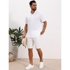 INSPIRE CHIC Men's Henley Solid Color Stand Collar Short Sleeve Linen Shirt - 2 of 4