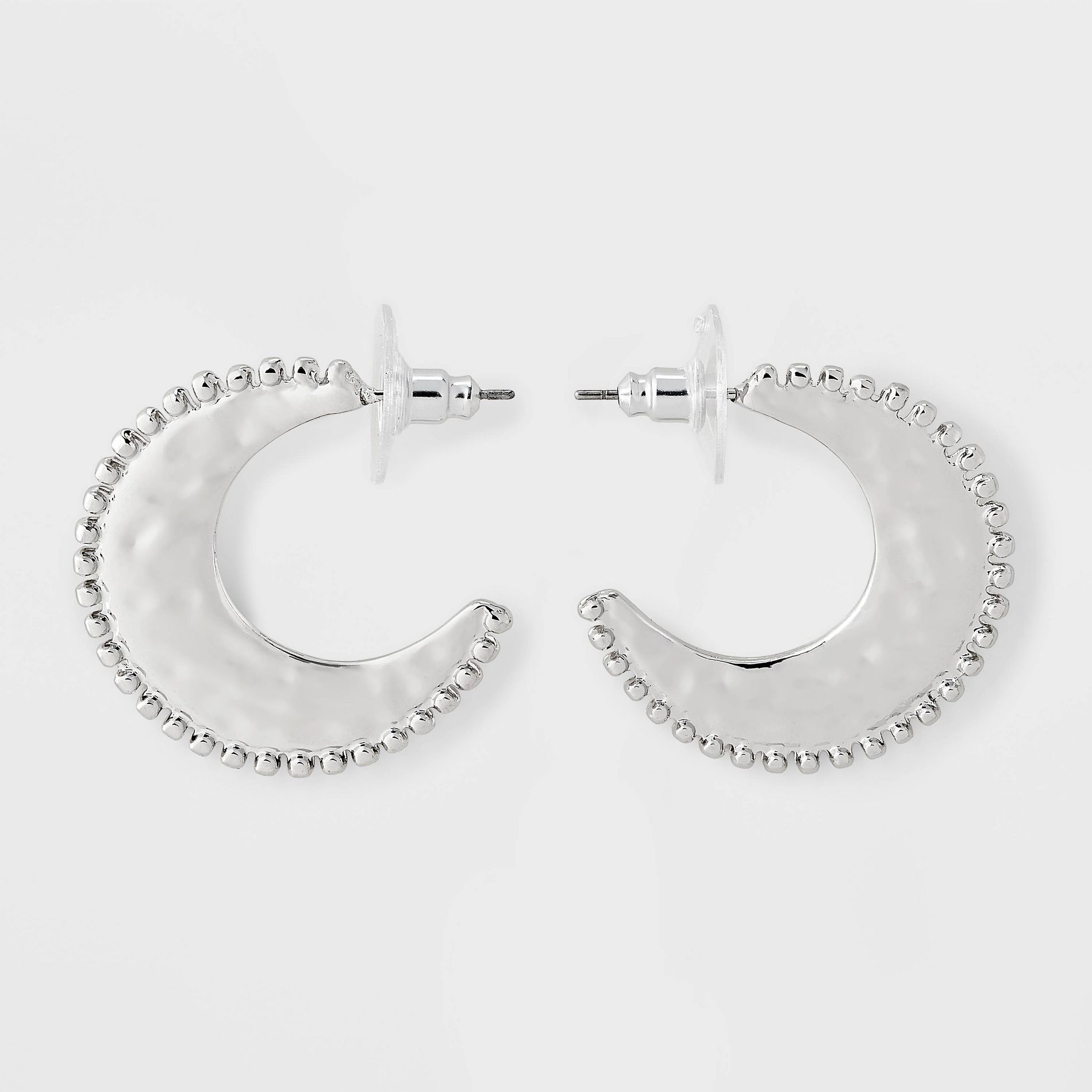 Western Textured Hinge Hoop Earring - Universal Thread™ Silver