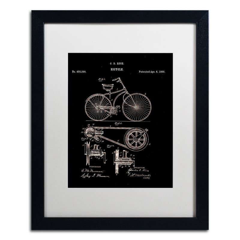 Trademark Fine Art -Claire Doherty 'Bicycle Patent 1890 Black' Matted Framed Art, 2 of 5