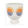 Stoneware Ceramic Boho Planter with Hand-Painted Sunburst Design - 7" White Decorative Flower Pot for Indoor/Outdoor Use - 4 of 4