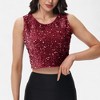 Anna-Kaci Women's Sleeveless Sequin Crop Top with Round Neckline and Sparkle Embellishment - 2 of 4