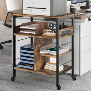 Large Printer Stand w/ Power Outlets & USB, 4-Tier Rolling Printer Cart, Mobile Table w/ Wheels for Home Office, CPU, 23.7" Wide - 1 of 4