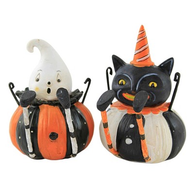 Transpac 4.25 In Pumpkin Peeps Cat Shelf Sitter Johanna Parker Figurines