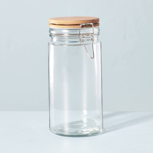 Large 47oz Glass & Wood Clamp Pantry Canister - Hearth & Hand