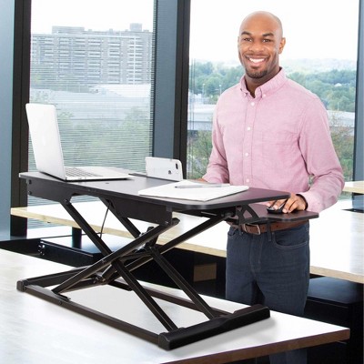 Black Adjustable Standing Desk Converter with Keyboard Tray