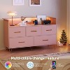 Modern 5-Drawer Dresser with Charging Station & LED Lights, Wide Wood Storage Cabinet for Bedroom, Entryway, Living Room, 47" Wide, Black - 4 of 4