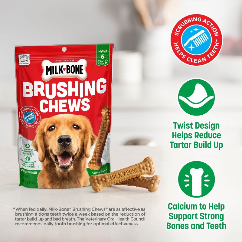 Milk-Bone Beef Brushing Chews Daily Flavored Dental Dog Treats Large - 33.7oz/25ct per bag, 5 of 7
