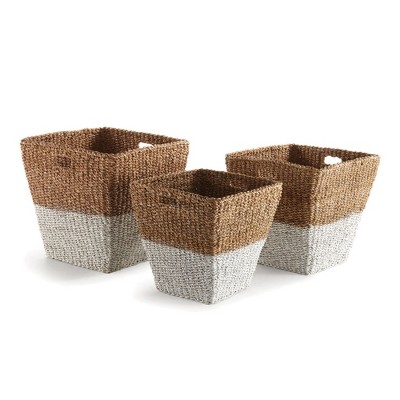 Plum & Post Seagrass Rectangular Storage Baskets, Set Of 3