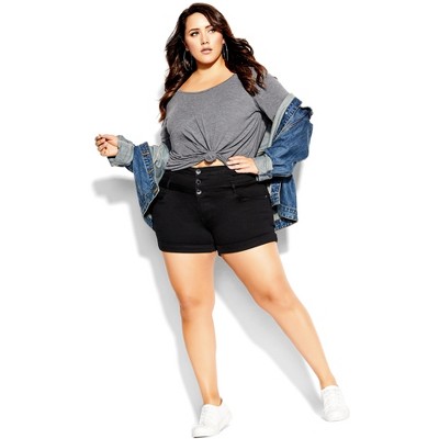 Women's Plus Size Adored Denim Short - Ivory