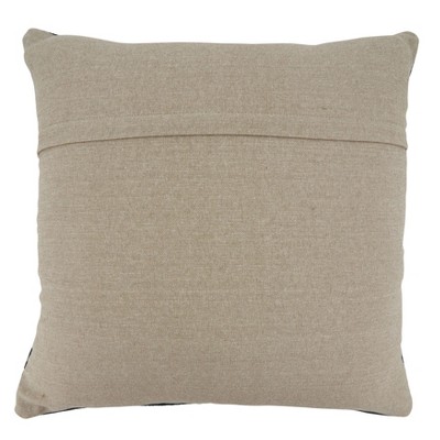 Black and Beige Cotton Embroidered Eye Square Pillow