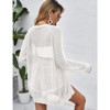 Womens Summer Lightweight Cardigan Long Sleeve Open Front Loose Beach Crochet Cover Up - 3 of 4