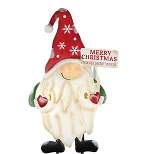 Christmas Metal Gnome On 2 Poles  -  One Yard Decoration 32 Inches -  Christmas Yard Home  -  31824040  -  Metal  -  White