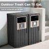 Gulches 2×80L Outdoor Waste Bin with Double-Bucket, Wood Design, Double Lid & Fluid Tray, Weather-Resistant, Fits 30-39 Gal Bags - 3 of 4