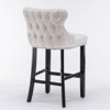 DOMETOUR Velvet Upholstered Wing-Back Barstools with Button Tufted DecorationBand Chrome Nailhead Trim Leisure Style Bar Chair Set of 2 - 3 of 4