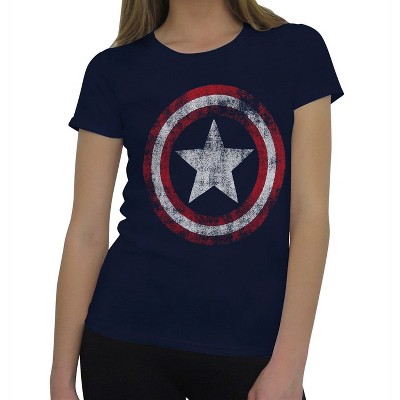 Womens Captain America Distressed Symbol T-Shirt