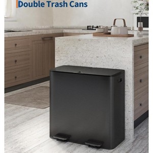 Kitchen Dual Trash Can, Large Step-on Garbage Cans with Soft-Close Lid & Removable Inner Bucket, Fingerprint-Resistant, Odor Proof - 1 of 4