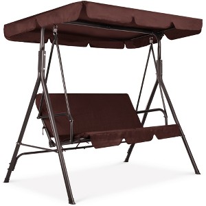 Best Choice Products 2-Person Outdoor Large Convertible Canopy Swing Glider Lounge Chair w/ Removable Cushions - 1 of 4