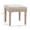 Aghana Digitals Vintage Ottoman Bench: Beige Linen Upholstered Tufted Seat with Carved Rubberwood Beige 15.80×15.80×17.00 in - 3 of 4
