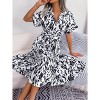 Women's Summer Polka Dot Print Shirt Dress Vintage Short Sleeve Button Down Midi Dress - 4 of 4