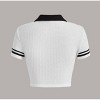 TIME HOLLOW Striped Trim Crop Color Contrast Tee - 2 of 3