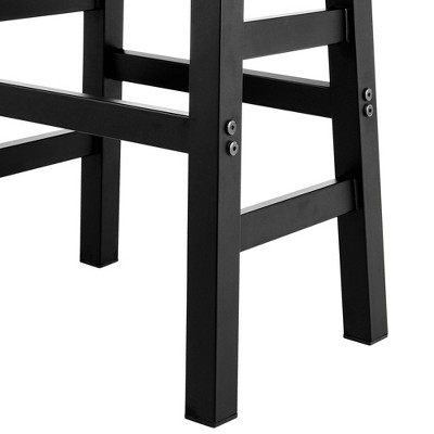 Pomona Reclaimed Wood 26" Black Metal Leg Saddle Barstool