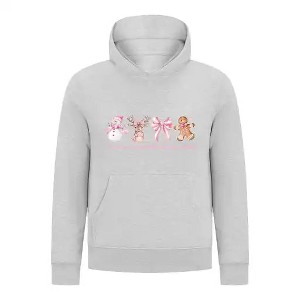 Everyday Kids Christmas Collection Most Wonderful Time Girls Pullover Hoodie – Pink Holiday Sweatshirt - 1 of 4