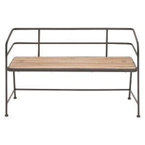 Metal and Wood Bench Slat Back Black/Brown - Olivia & May - 1 of 4