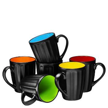 Bruntmor 24 Oz Jumbo Ceramic Coffee Mug Set, 4 Pc, Orange