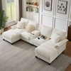 120" Modular Corduroy Sectional Sofa Bed U-Shape 4-Seater Storage Chaise Console Cup Holders Hardwood Frame Living Room Apartment Lounge - 3 of 4