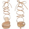 Perphy Women's Square Toe Strappy Lace Up Kitten Heels Sandals - 2 of 3