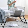 PAGED Portable Folding Table Modern Computer Desk with Phone Slot, Pencil Slot and Cup Holder, Bedside Office Desk for Kids and Adults - 2 of 4