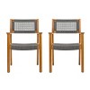 Modern Patio Arm Chair Set Of 2,High-quality Patio Chair With Acacia Wood Frame,Rope Weave Design,Patio Chairs -Maison Boucle - 2 of 4