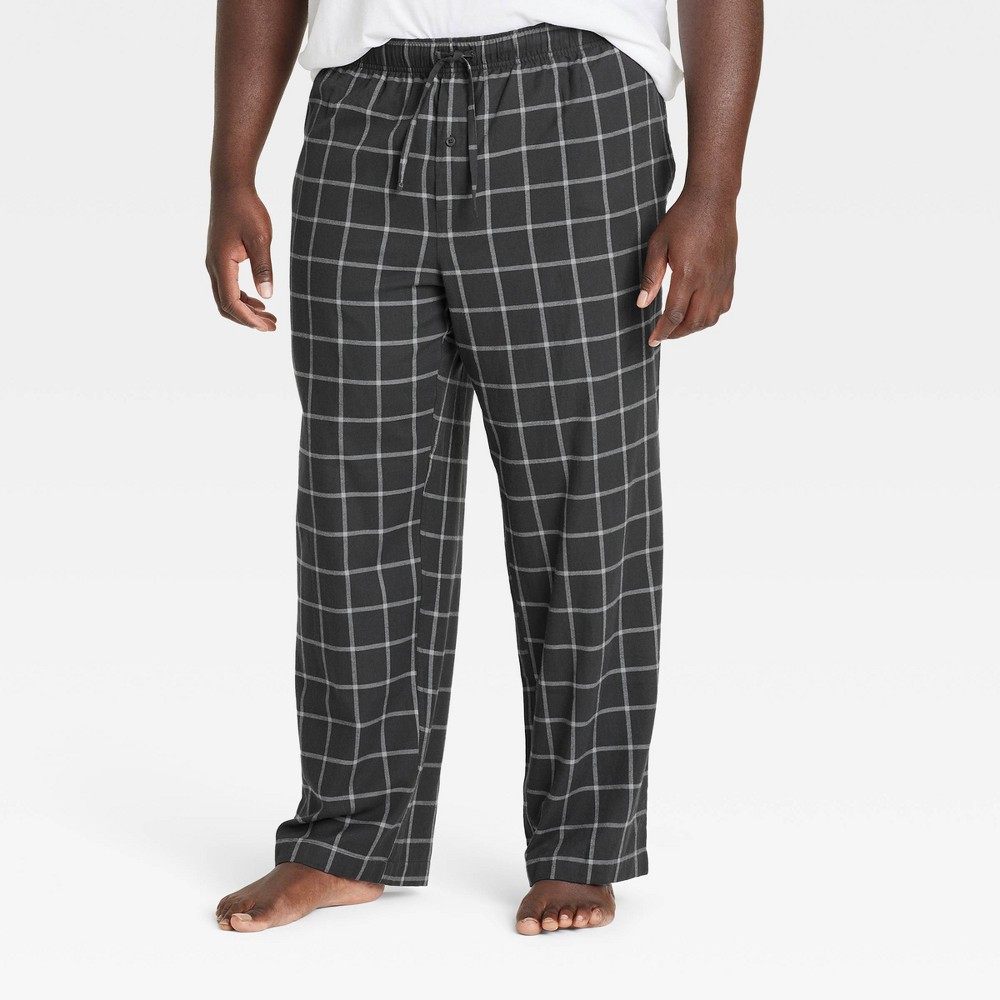 Photos - Other Textiles Men's Big & Tall Plaid Flannel Pajama Pants - Goodfellow & Co™ Gray LT nig