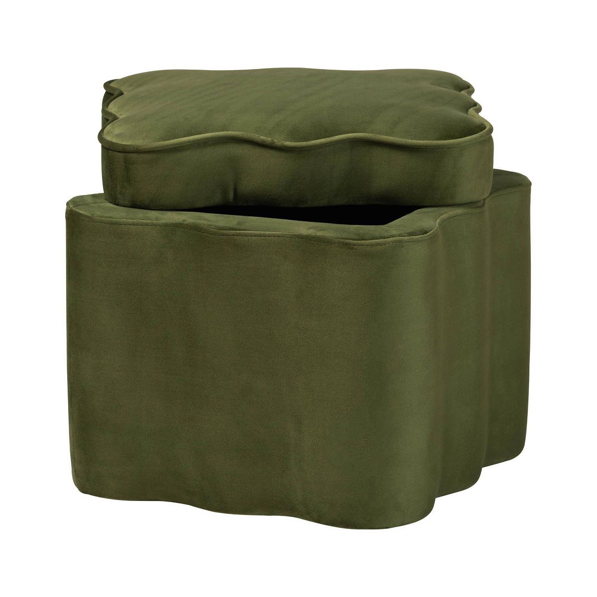 Baxton Studio Paulina Velvet Storage Ottoman Lid Top Accent Stool with Storage Green/Black - thumbnail 2