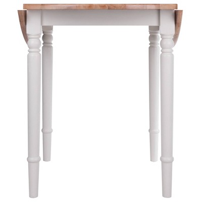 Sorella Transitional Round Drop-Leaf Dining Table in Natural & White