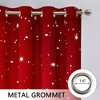 Red Christmas Room Darkening Velvet Curtains for Living Room 2 Panel Sets with Snowflake Print - 2 of 4