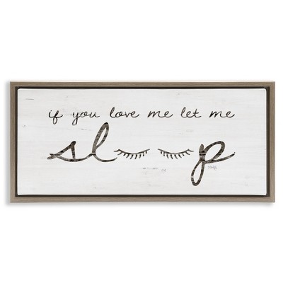 Stupell Industries Let Me Sleep Phrase with Eyelashes Black Framed Floater Canvas Wall Art