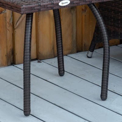 Hand-Woven Brown PE Rattan Square Outdoor Side Table