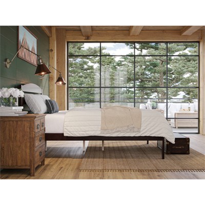 Espresso Queen Wood Platform Bed with Slatted Headboard