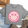 Simply Sage Market S.W.Smiley Pink Checker Smiley Face Garment Dyed Tee - 3 of 4
