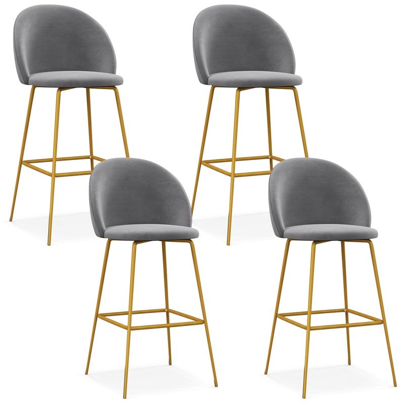 Costway Set of 4 Bar Stools 29'' Velvet Upholstered Bar Height Chairs with Padded Seats, 1 of 10