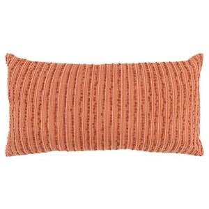 14"x26" Oversized Solid Striped Poly Filled Lumbar Throw Pillow - Rizzy Home - 1 of 4
