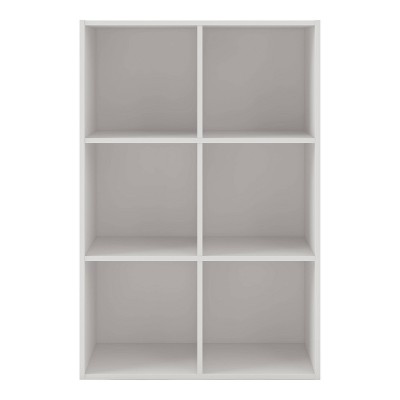 White Rectangular Stackable 6-Cube Wood Bookcase