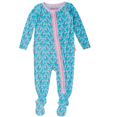 RuffleButts SoftSnooze Baby Girls Ruffle One Piece Footie Pajama