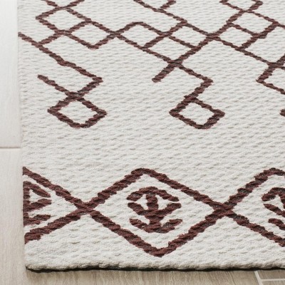 Ivory and Rust Geometric Cotton Flat Woven 8' x 10' Area Rug